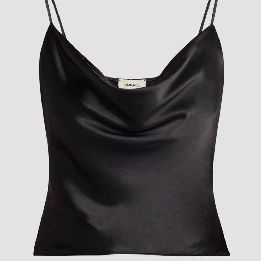 NWT L'AGENCE Black 100% silk Calista Camisole
